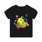 Camiseta Infantil Preta De Manga Curta Pikmin 4 Com Estampa De Desenho Animado Para Meninos E