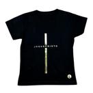Camiseta Infantil Preta Jesus Cristo cruz dourada Algodão Penteado Premium, Estampas Exclusivas