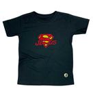 Camiseta Infantil Preta Jesus Superman Algodão Penteado Premium, Estampas Exclusivas