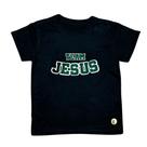 Camiseta Infantil Preta Team Jesus Algodão Penteado Premium, Estampas Exclusivas