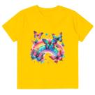 camiseta infantil roupa de menina borboleta arco íris camisa crianças e adolescentes moda teen estampa colorida
