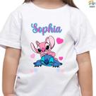 Camiseta Infantil Stitch e Angel Personalizada com nome est. 5 Festa Infantil Temática