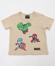 Camiseta Infantil Super Heróis Marvel Tam 1 a 3 Bege