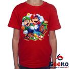 Camiseta Infantil Super Mario e Luigi 100% Algodão Super Mario Bros Geeko