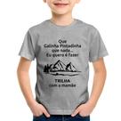 Camiseta Infantil Trilha com a mamãe Trekking - Foca na Moda