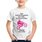 Camiseta Infantil Trilha com a titia (moto rosa) - Foca na Moda