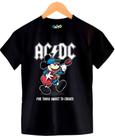 Camiseta Infantil Unissex 100% algodão Rock ACDC Desenho