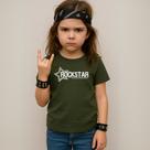 Camiseta Infantil Unissex Estampada Rockstar Estrela 058 Blusa 100% Algodão Tecido Confortável Leve