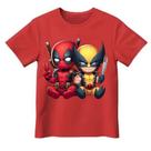Camiseta Infantil wolverine e deadpool Camiseta Premium