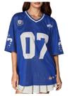 Camiseta jersey oversized SOLY HUX estilo Y2K com estampa gráfica e decote V, tamanho M