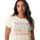 Camiseta Jesus Frase Cristã Estampa Colorida Unissex Confortável Estilo Casual Moderna Premium