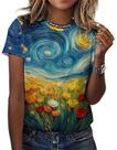 Camiseta joo meryer feminina com estampa artística de noite estrelada