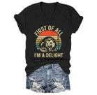 Camiseta JWVEL First of All I'm A Delight com decote em V 100% algodão