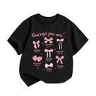Camiseta KEEVICI Cute Girls Bow God Christian Jesus preta 160 cm