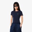 Camiseta Lacoste de malha com detalhe contrastante