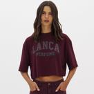 Camiseta Lança Perfume Cropped Oversize In26 Bordô Feminino