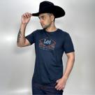 Camiseta Lee Masculina Azul Original Estampa New Colect