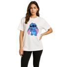 Camiseta Lilo Stitch Branca Feminina Basica 100% Algodão Premium