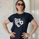 Camiseta Lisa Estampada Onça 100 Camisa Algodão 30.1 Básica Preto Camiseta Lisa Estampada Onça 100 Camisa Algodão 30.1 Básica Preto