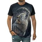 Camiseta Lobo Uivando Em Noite De Fria De Inverno Animal