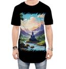 Camiseta Longline Buda Anime Desenho Budismo Buda 1 Camiseta Longline Buda Anime Desenho Budismo Buda 1