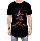 Camiseta Longline da Cruz de Jesus Igreja Fé 12