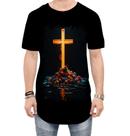 Camiseta Longline da Cruz de Jesus Igreja Fé 13