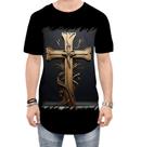 Camiseta Longline da Cruz de Jesus Igreja Fé 45