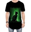 Camiseta Longline de Gato Oráculo Hacker Binário Mat 7 Camiseta Longline de Gato Oráculo Hacker Binário Mat 7