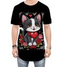 Camiseta Longline Dia dos Namorados Gatinho 21
