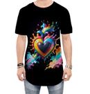 Camiseta Longline do Orgulho LGBT Coração Amor 12 Camiseta Longline do Orgulho LGBT Coração Amor 12
