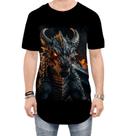 Camiseta Longline Dragão Dragon Chamas Infernal Fogo 3