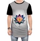Camiseta Longline Flor de Lótus Budismo Buda Religião 3 Camiseta Longline Flor de Lótus Budismo Buda Religião 3