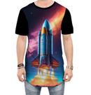 Camiseta Longline Foguete Espacial Space Rocket Espaço 4