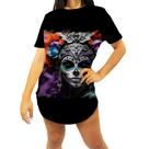 Camiseta Longline La Catrina Mexicana Dama Esqueleto 12