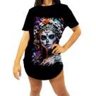 Camiseta Longline La Catrina Mexicana Dama Esqueleto 18