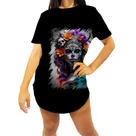 Camiseta Longline La Catrina Mexicana Dama Esqueleto 2