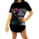 Camiseta Longline La Catrina Mexicana Dama Esqueleto 3