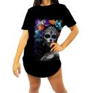 Camiseta Longline La Catrina Mexicana Dama Esqueleto 5