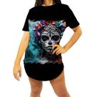 Camiseta Longline La Catrina Mexicana Dama Esqueleto 8