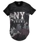 Camiseta Longline Mafia Bronx New York Camuflada Swag Camiseta Longline Mafia Bronx New York Camuflada Swag