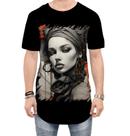 Camiseta Longline Pintura a Carvão Mulher Arte 30