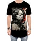 Camiseta Longline Pintura a Carvão Mulher Arte Esfumaçada 7
