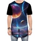 Camiseta Longline Planetas Universo Neon Estrelas Galaxias 3 Camiseta Longline Planetas Universo Neon Estrelas Galaxias 3