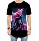 Camiseta Longline Raposa Humanóide Vaporwave 1