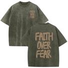Camiseta Lytiarul Christian Faith Over Fear para homens verde militar
