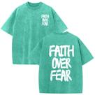 Camiseta Lytiarul Christian Faith Over Fear para homens verde Camiseta Lytiarul Christian Faith Over Fear para homens verde
