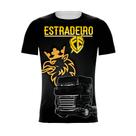Camiseta Manga Curta Caminhoneiro Fé Estradeiro Preto Dourado