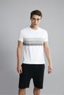 Camiseta Manga Curta Malha Slim Fit - Branco / Cinza Médio