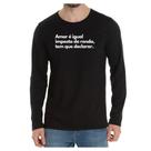 Camiseta Manga Frase Amor igual imposto de renda declarar